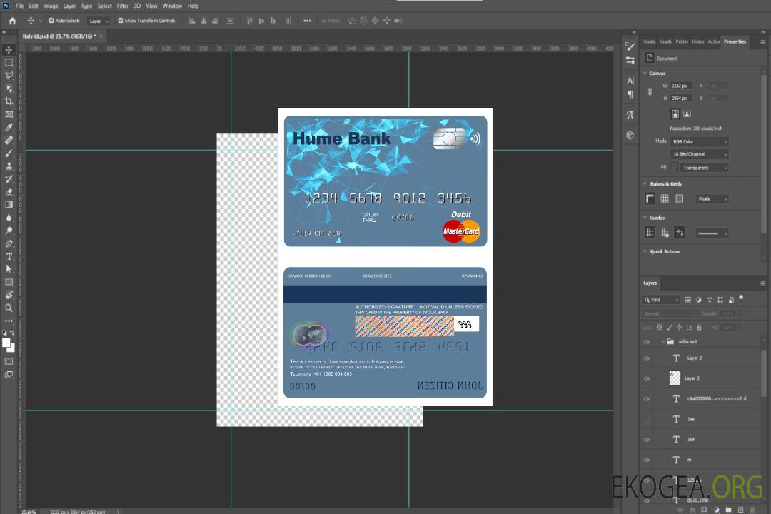 Mastercard de la banque Hume en Australie template Mastercard de la banque Hume en Australie template